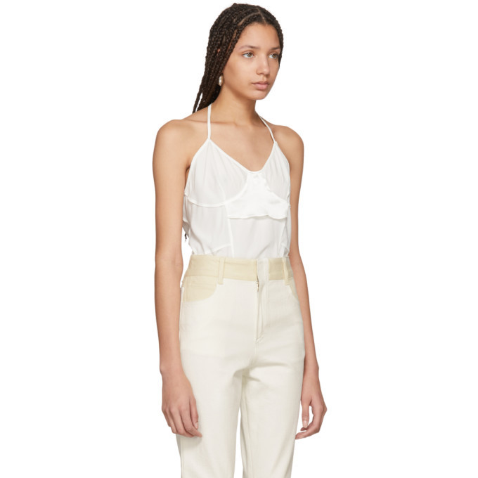Wendelborn White Silk Inside-Out Bodysuit