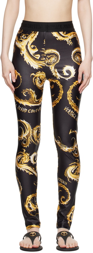 Photo: Versace Jeans Couture Black & Gold Chromo Couture Leggings