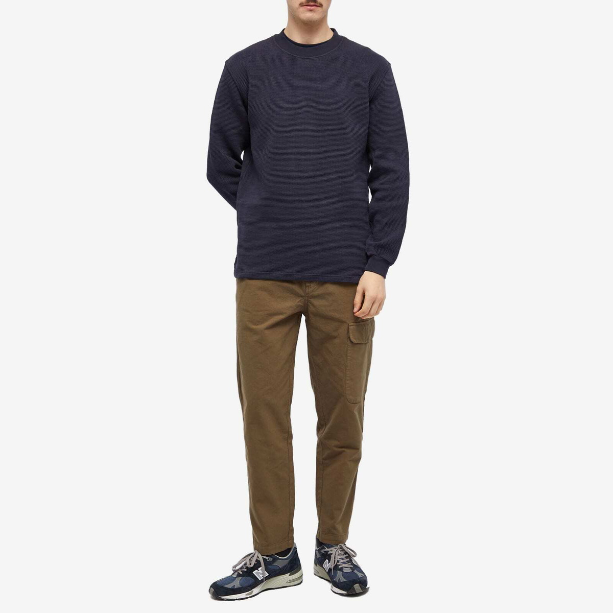 Kestin Men's Humbie Waffle Crew Sweat in Naval Navy