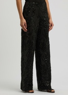 Stine Goya Sequin-embellished Wide-leg Twill Trousers Black