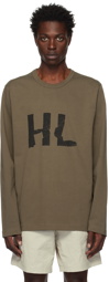 Helmut Lang Green Crumple Long Sleeve T-Shirt