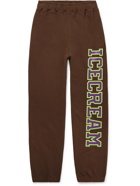 ICECREAM - Tapered Logo-Print Cotton-Jersey Sweatpants - Brown