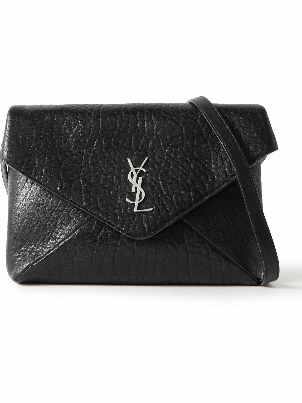 SAINT LAURENT - Cassandre Logo-Appliquéd Textured-Leather
