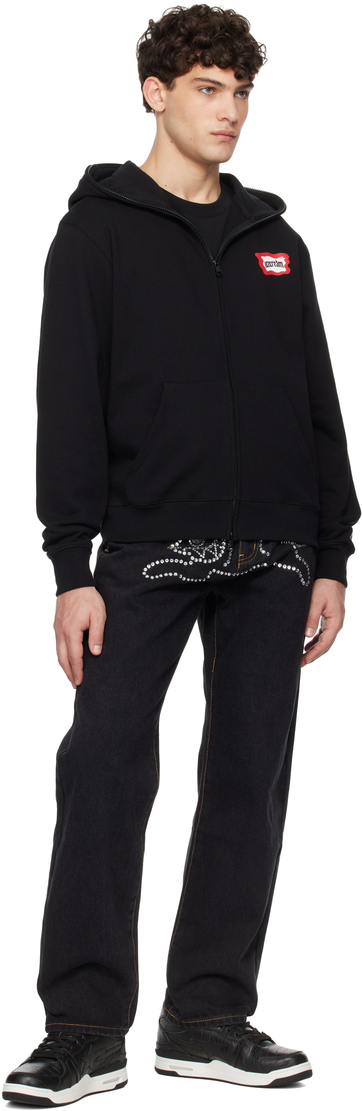 ICECREAM Black Roundabout Zip Through Hoodie ICECREAM