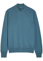 Canali Half-zip Cotton Jumper Dark Blue