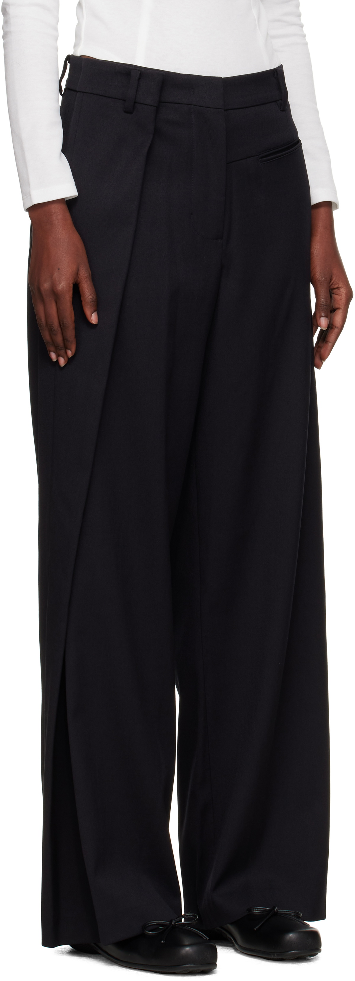OPEN YY Black Wrap-Over Waist Trousers