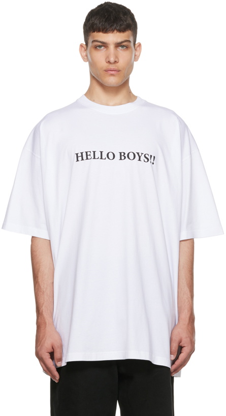 Photo: VETEMENTS White 'Hello Boys' T- Shirt