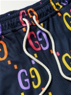 GUCCI - Tapered Logo-Print Jersey Sweatpants - Blue