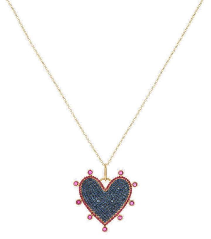 Photo: Ileana Makri Halo Heart 18kt gold pendant necklace with rubies and sapphires