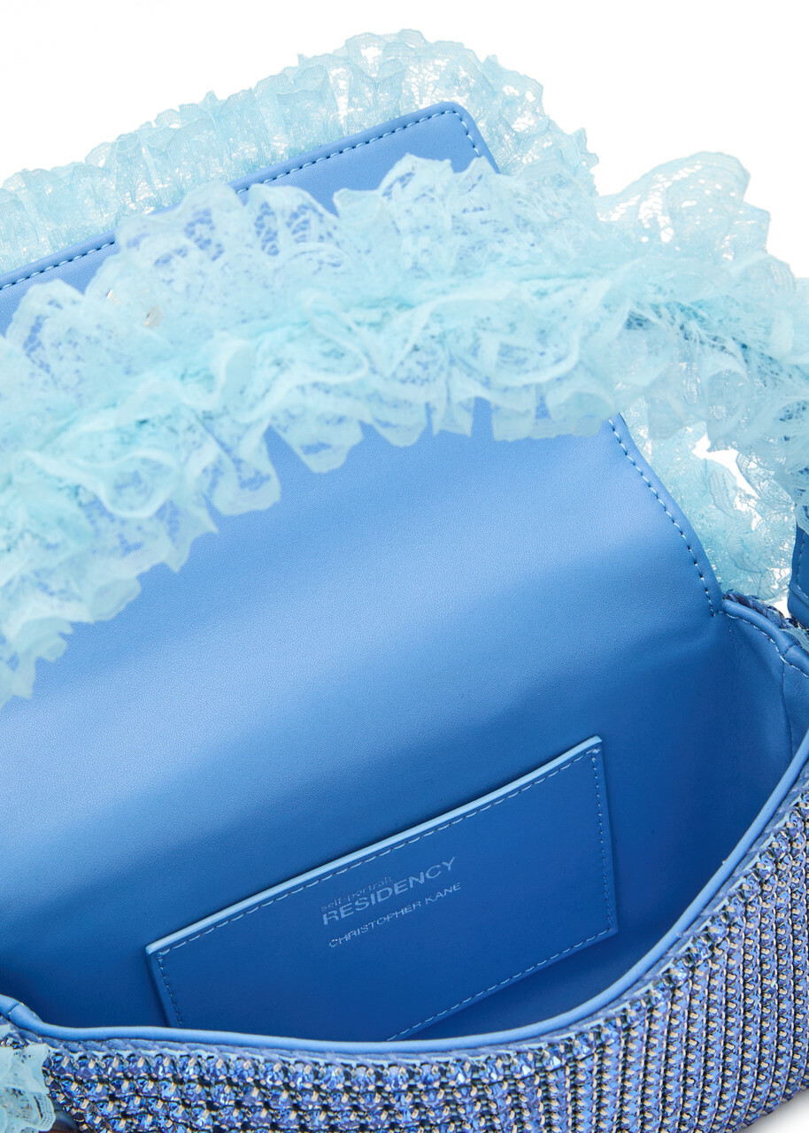 Self-portrait X Christopher Kane Lace and Crystal-embellished top Handle bag - Blue - One Size
