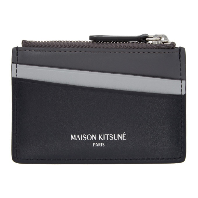 Photo: Maison Kitsune Black and Grey Colorblocked Card Holder