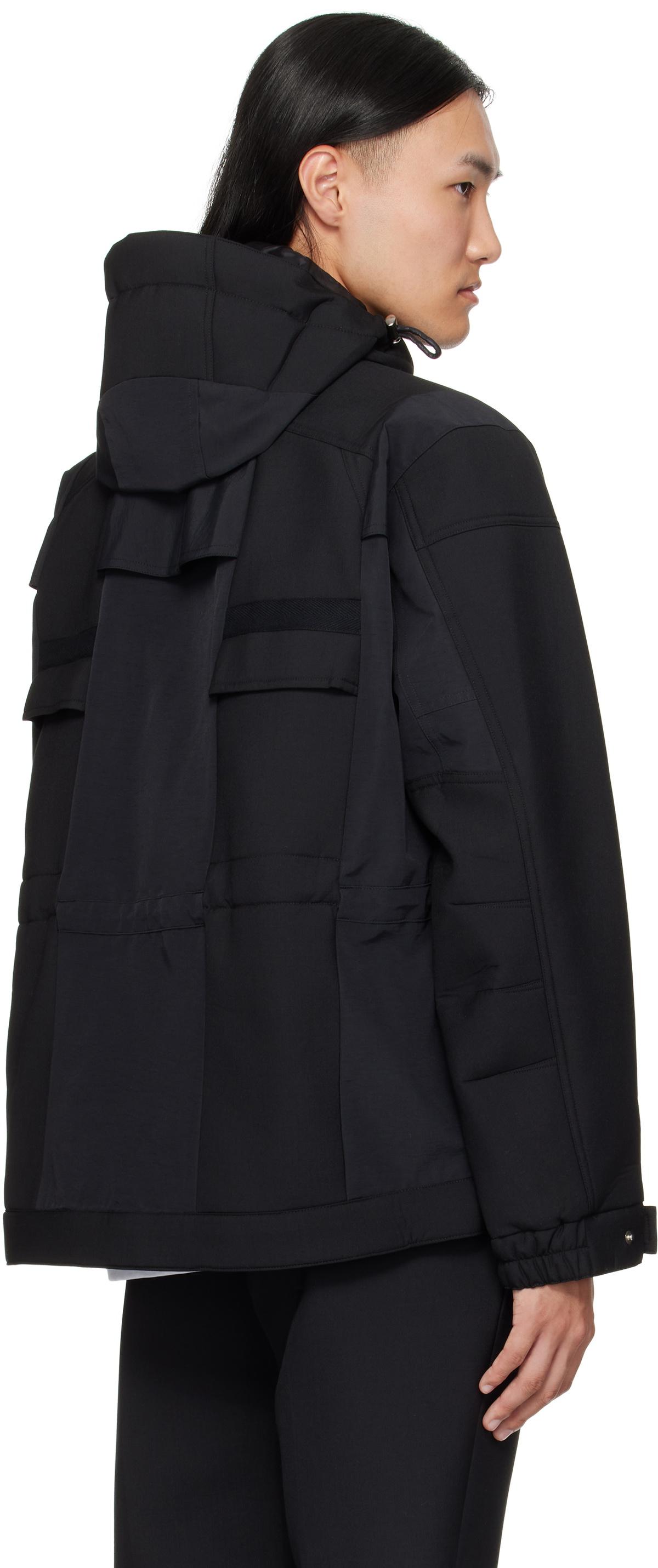 sacai Black Suiting Bonding & Grosgrain Jacket Sacai