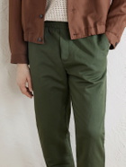 Sunspel - Tapered Cotton and Linen-Blend Trousers - Green
