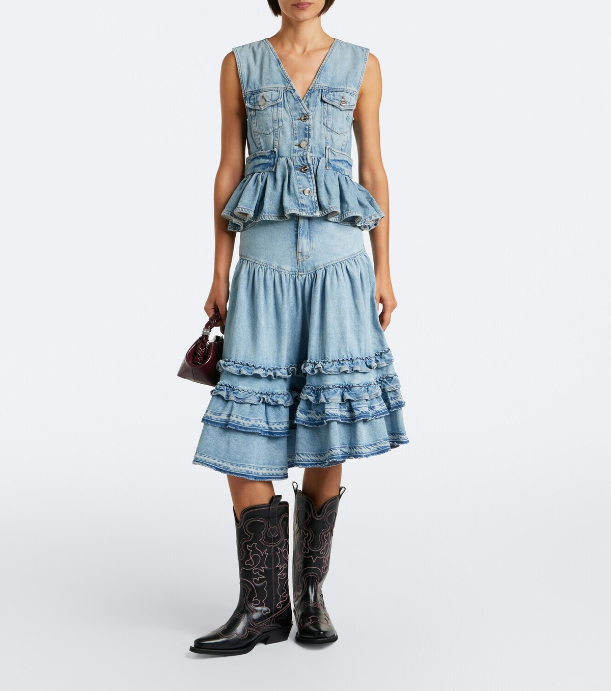 Ganni Peplum denim top