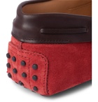 Tod's - Gommino Leather-Trimmed Suede Driving Shoes - Red