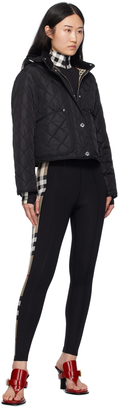 Burberry Black Check Trim Leggings