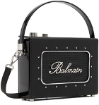 Balmain Black Radio Rubber-Effect Leather Bag