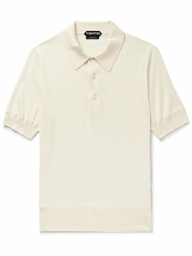 Photo: TOM FORD - Slim-Fit Cashmere and Silk-Blend Polo Shirt - Neutrals