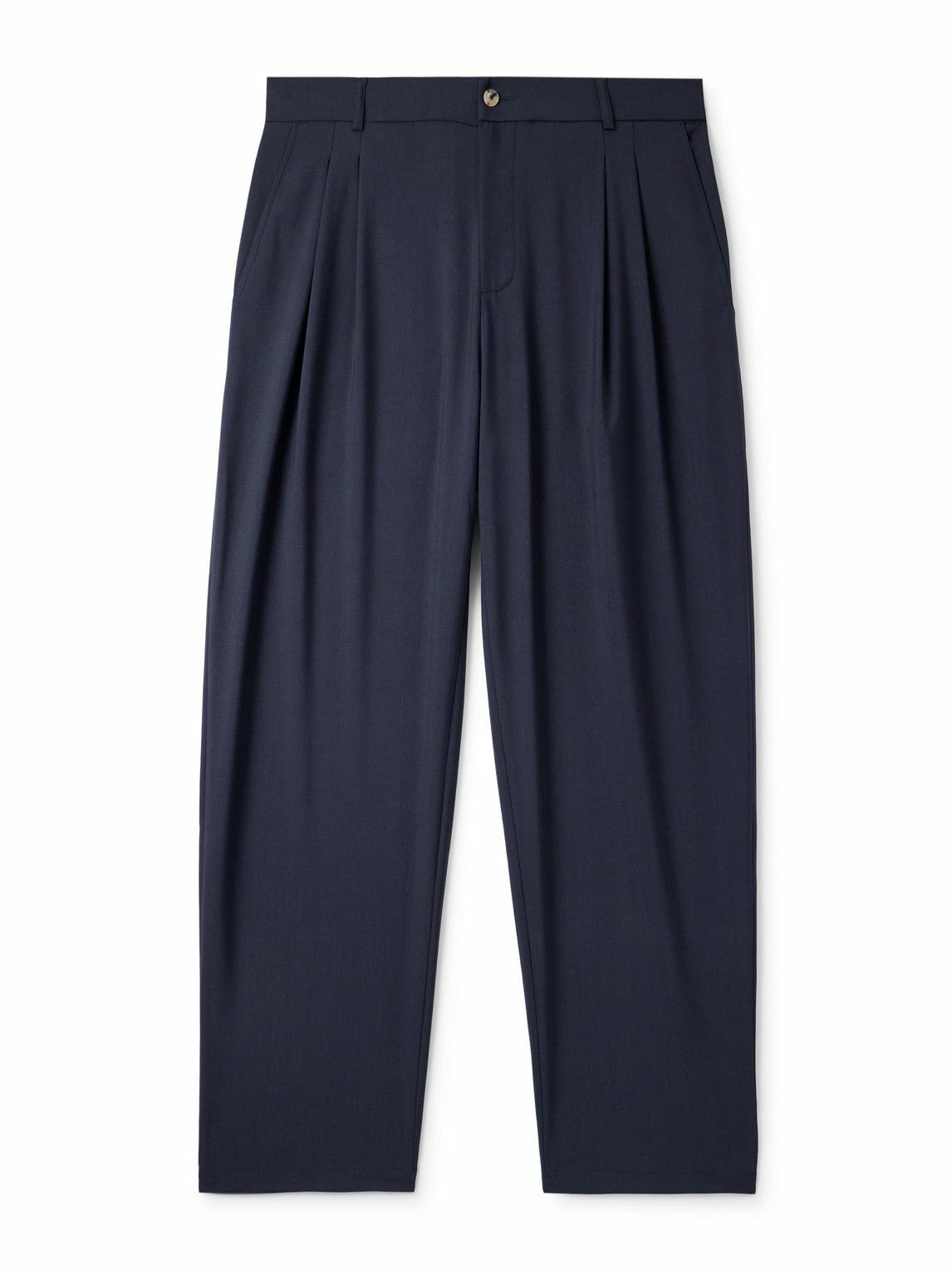 De Bonne Facture - Artist Wide-Leg Pleated Wool Trousers - Blue