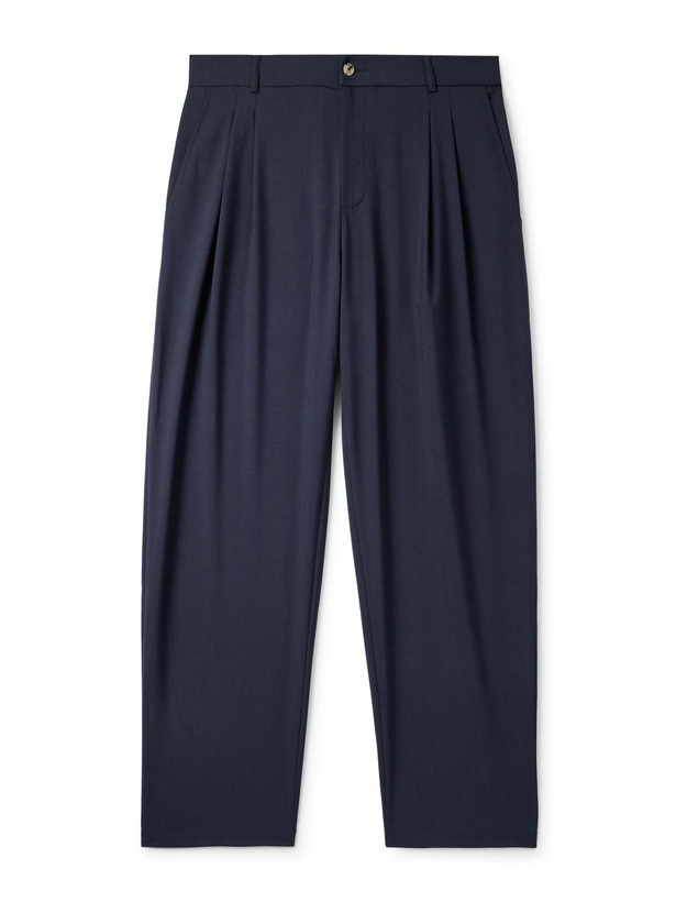 Photo: De Bonne Facture - Artist Wide-Leg Pleated Wool Trousers - Blue