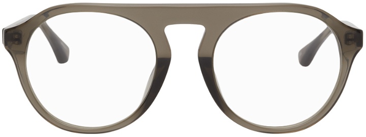Photo: Dries Van Noten Grey Linda Farrow Edition Flat Top Glasses