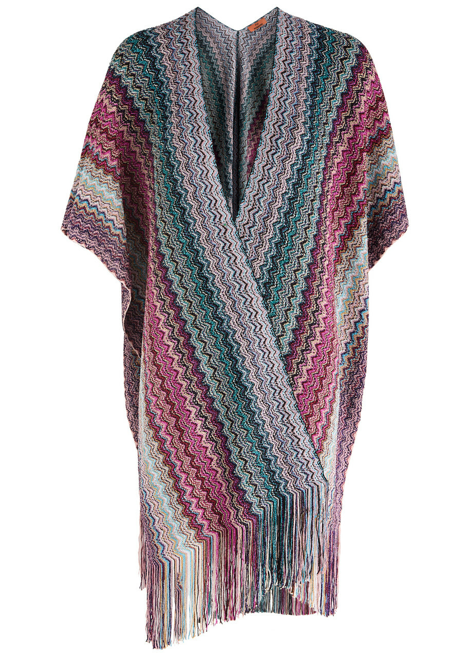 Missoni Zigzag-intarsia Knitted Shawl - Purple - One Size Missoni