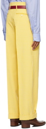 Gucci Yellow & Off-White Vichy Crêpe Trousers