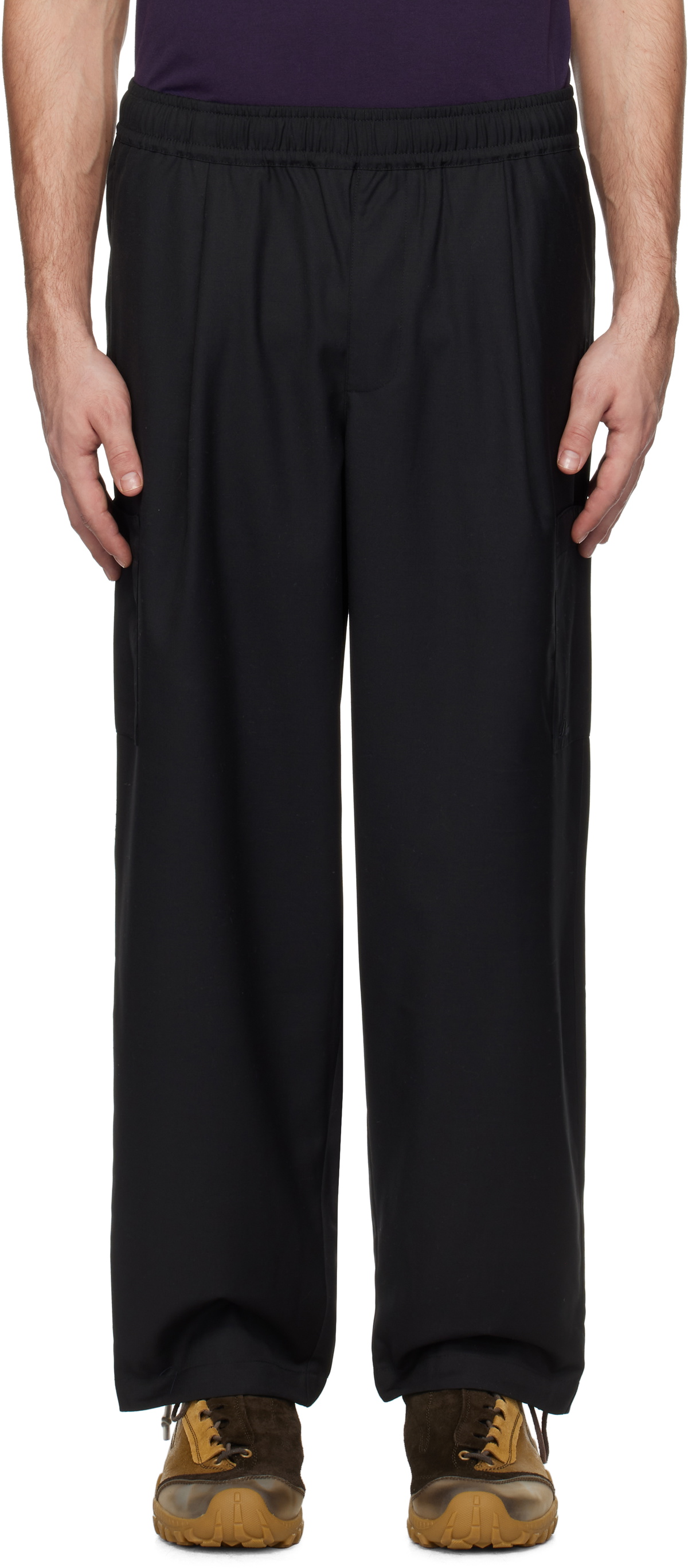 black cargo dress pants Prada Cotton Utility Men Trousers With Triangle Logo