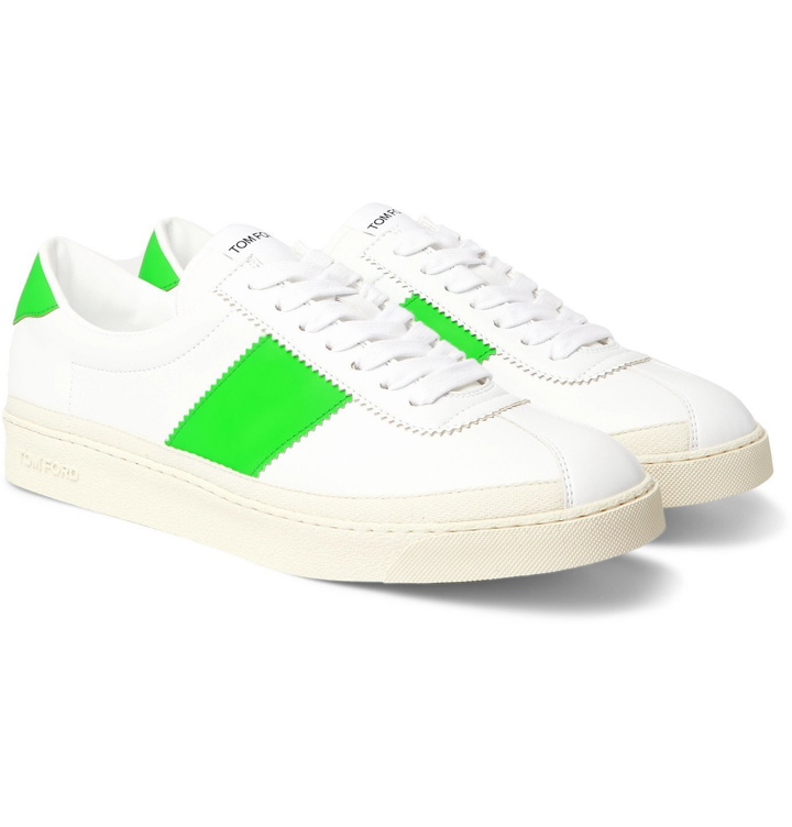 Photo: TOM FORD - Bannister Panelled Faux Leather Sneakers - White