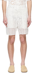 young n sang White Drawstring Shorts
