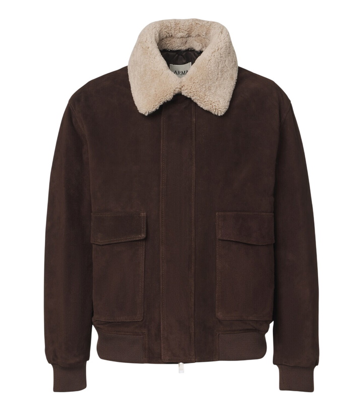 Photo: Arma Bari shearling-trimmed suede blouson jacket