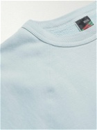 SAINT Mxxxxxx - Denim Tears Distressed Printed Cotton-Jersey Sweatshirt - Blue
