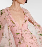 Carolina Herrera Caped floral silk gown