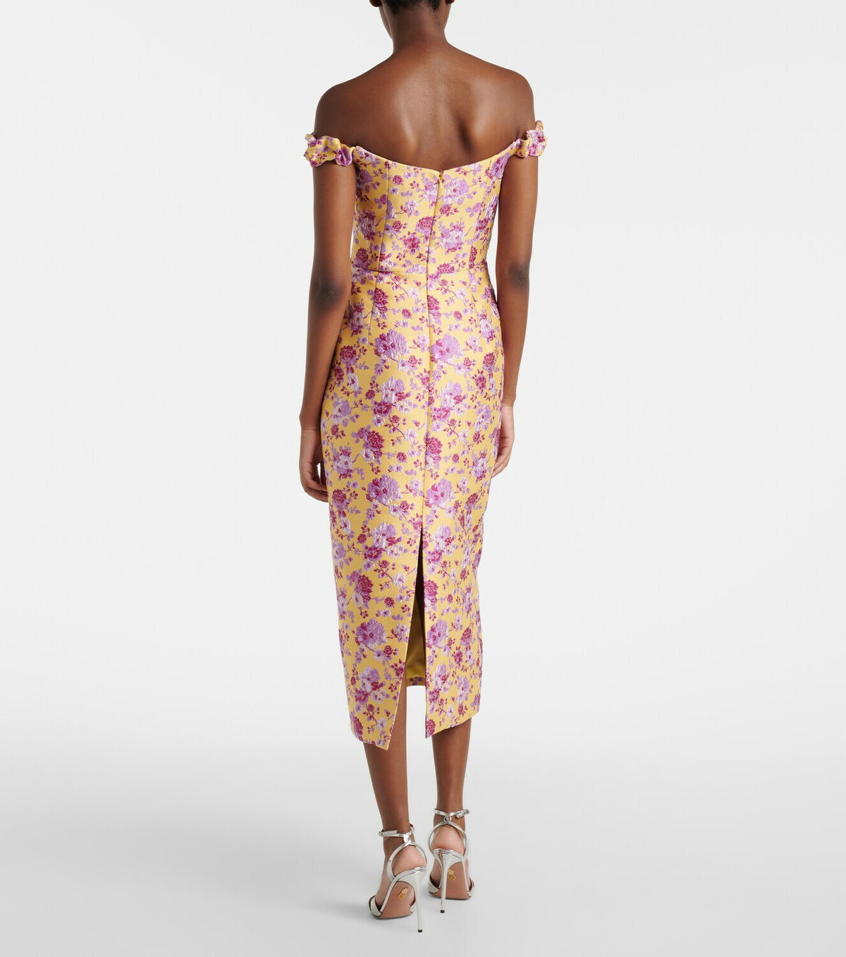 Markarian Amara floral off-shoulder brocade midi dress