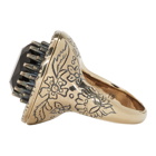 Alexander McQueen Gold and Black Jewelled Ring