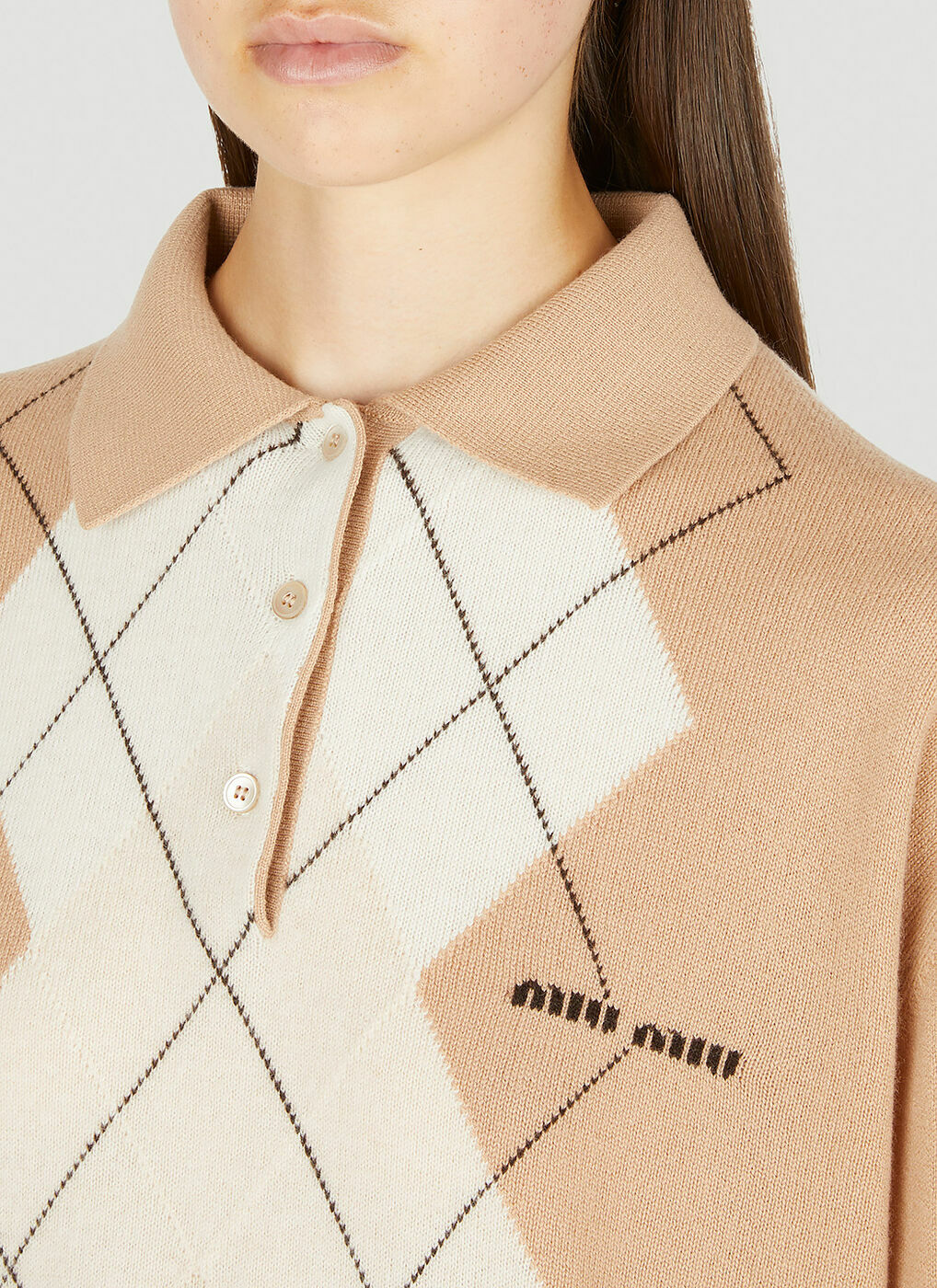 Argyle Knit Sweater in Camel Miu Miu