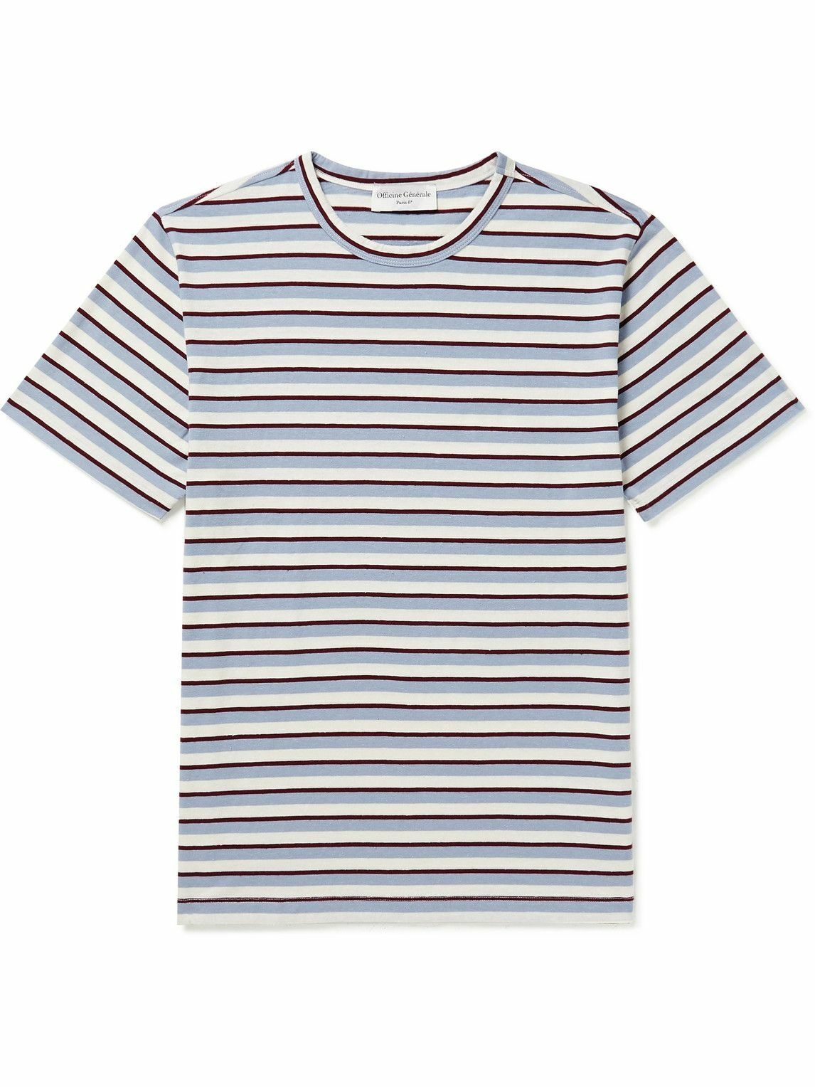 Officine Générale - Striped Slub Cotton-Jersey T-shirt - Blue Officine ...