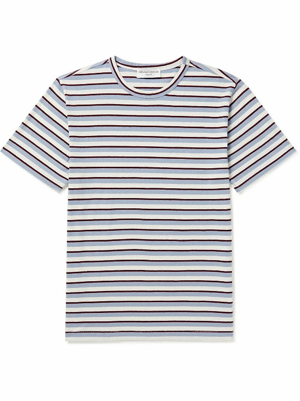 Photo: Officine Générale - Striped Slub Cotton-Jersey T-shirt - Blue