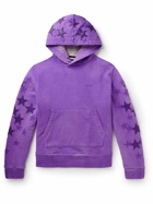 AMIRI - Pigment Spray Star Leather-Trimmed Cotton-Jersey Hoodie - Purple