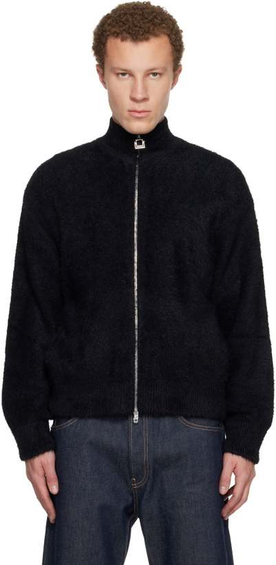 Photo: WOOYOUNGMI Black Hairy Zip-up Sweater