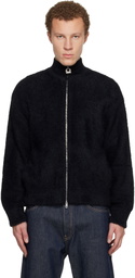 WOOYOUNGMI Black Hairy Zip-up Sweater
