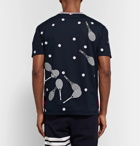 Thom Browne - Embroidered Cotton-Jersey T-Shirt - Men - Navy