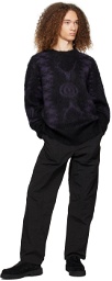 South2 West8 Black & Purple Jacquard Sweater