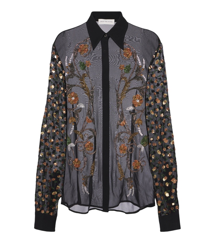 Photo: Dries Van Noten Embellished sheer blouse