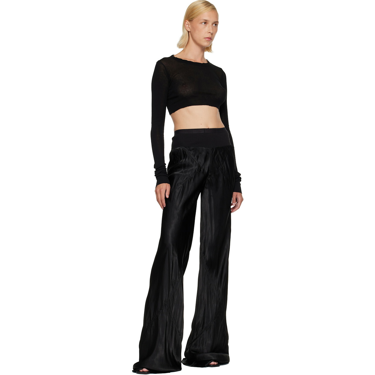 Rick Owens Black Tower LS Crop T-shirt