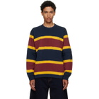 sacai Navy & Burgundy Chusen-Dyed Cotton Jersey T-shirt