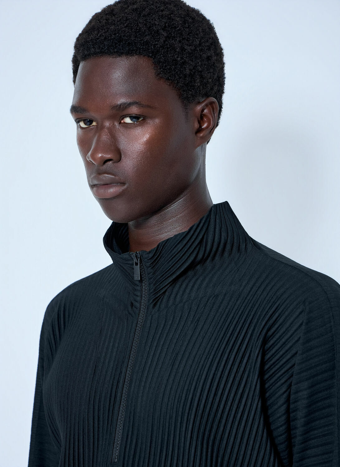 Homme Plissé Issey Miyake Pleated Half Zip Through Top