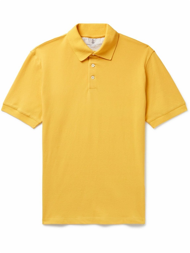 Photo: Brunello Cucinelli - Cotton-Piqué Polo Shirt - Yellow