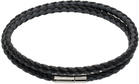 Hugo Black & Gray Double-Wrap Two-Tone Leather Bracelet