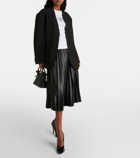 MM6 Maison Margiela Pleated high-rise faux leather midi skirt